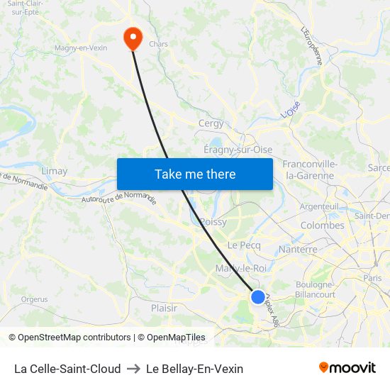 La Celle-Saint-Cloud to Le Bellay-En-Vexin map