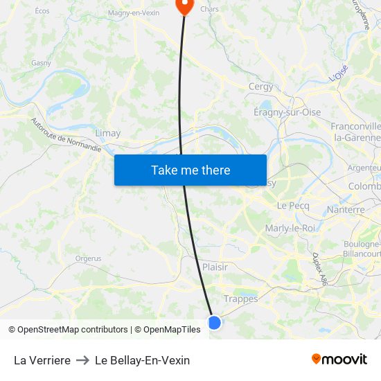 La Verriere to Le Bellay-En-Vexin map