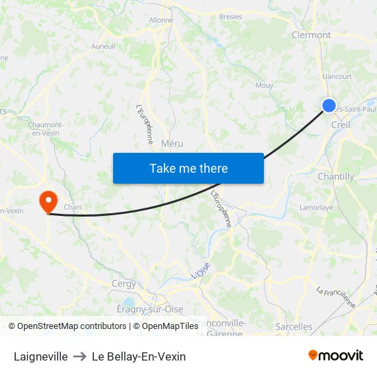 Laigneville to Le Bellay-En-Vexin map