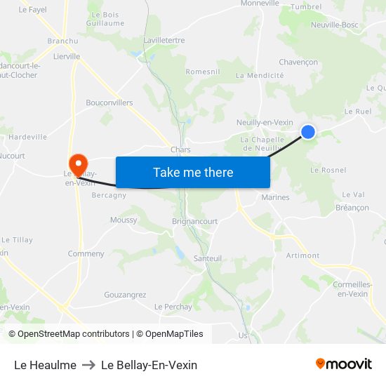 Le Heaulme to Le Bellay-En-Vexin map