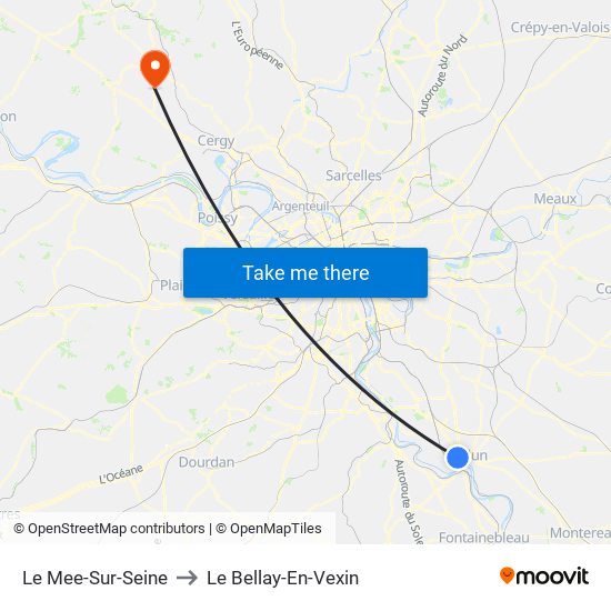Le Mee-Sur-Seine to Le Bellay-En-Vexin map