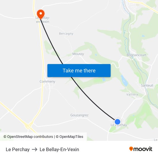 Le Perchay to Le Bellay-En-Vexin map