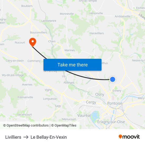 Livilliers to Le Bellay-En-Vexin map