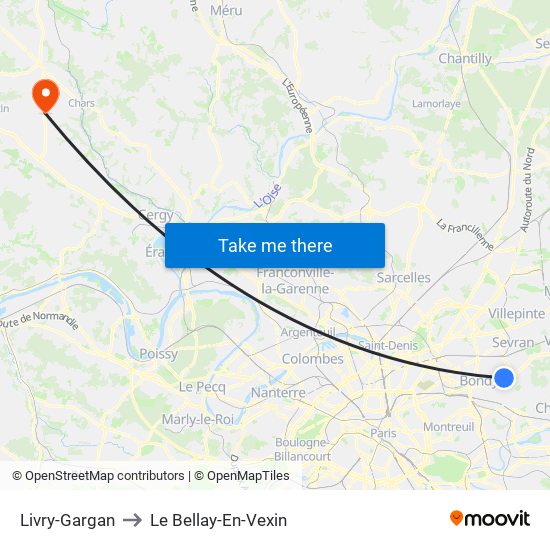 Livry-Gargan to Le Bellay-En-Vexin map