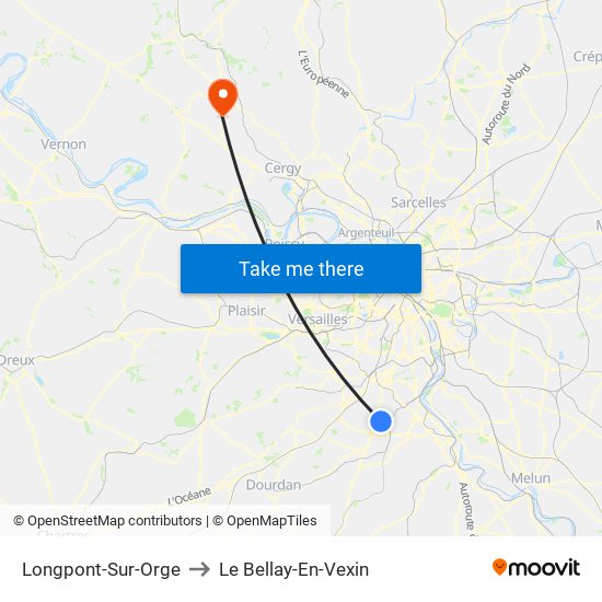 Longpont-Sur-Orge to Le Bellay-En-Vexin map