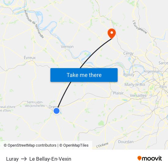 Luray to Le Bellay-En-Vexin map