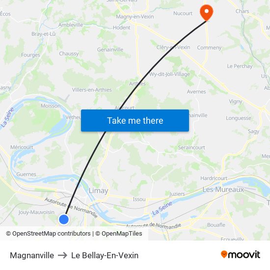 Magnanville to Le Bellay-En-Vexin map