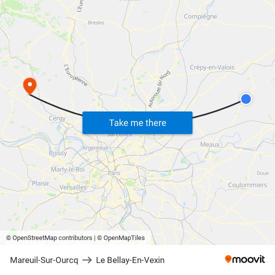 Mareuil-Sur-Ourcq to Le Bellay-En-Vexin map