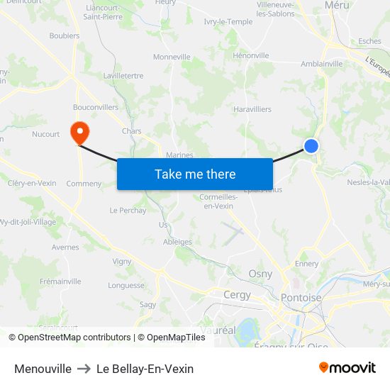 Menouville to Le Bellay-En-Vexin map