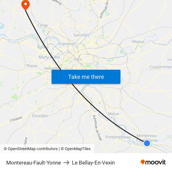 Montereau-Fault-Yonne to Le Bellay-En-Vexin map