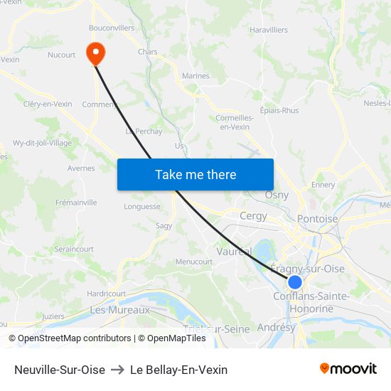 Neuville-Sur-Oise to Le Bellay-En-Vexin map