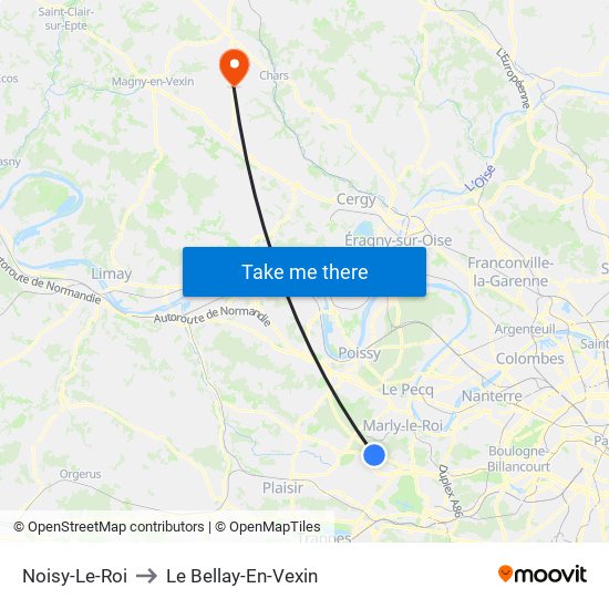 Noisy-Le-Roi to Le Bellay-En-Vexin map
