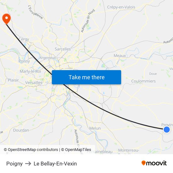 Poigny to Le Bellay-En-Vexin map