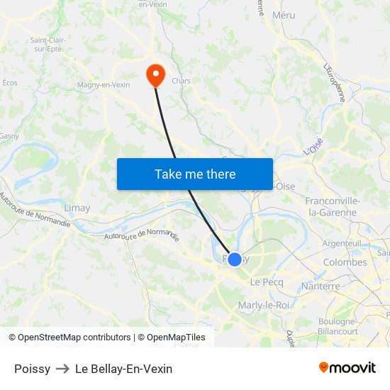 Poissy to Le Bellay-En-Vexin map