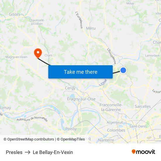 Presles to Le Bellay-En-Vexin map