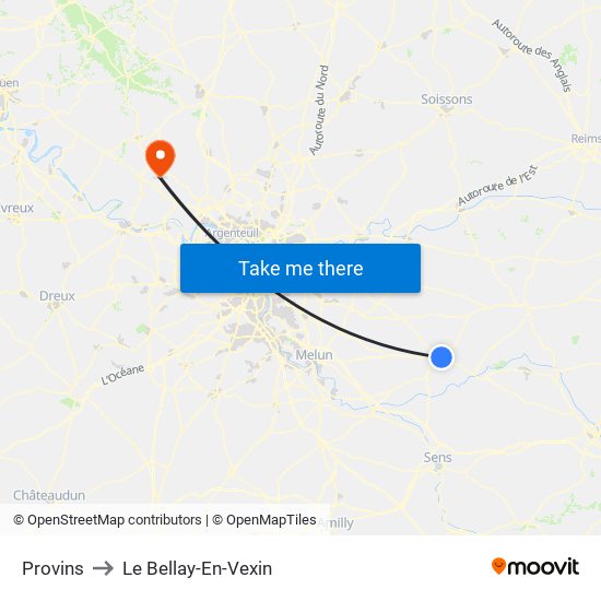 Provins to Le Bellay-En-Vexin map