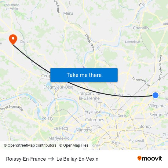 Roissy-En-France to Le Bellay-En-Vexin map