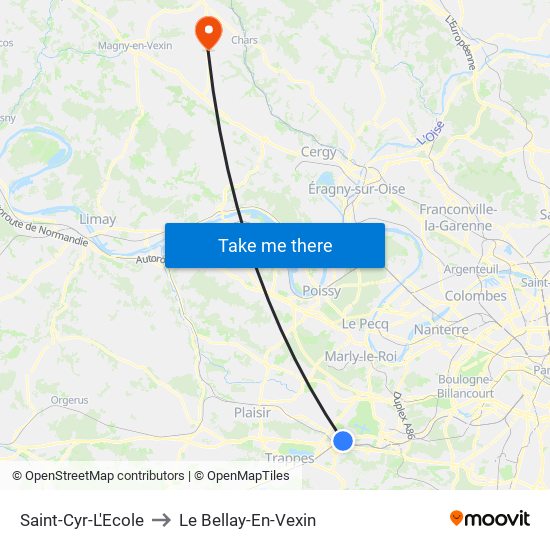 Saint-Cyr-L'Ecole to Le Bellay-En-Vexin map