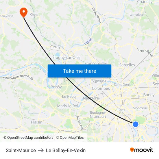 Saint-Maurice to Le Bellay-En-Vexin map