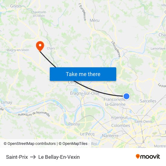 Saint-Prix to Le Bellay-En-Vexin map