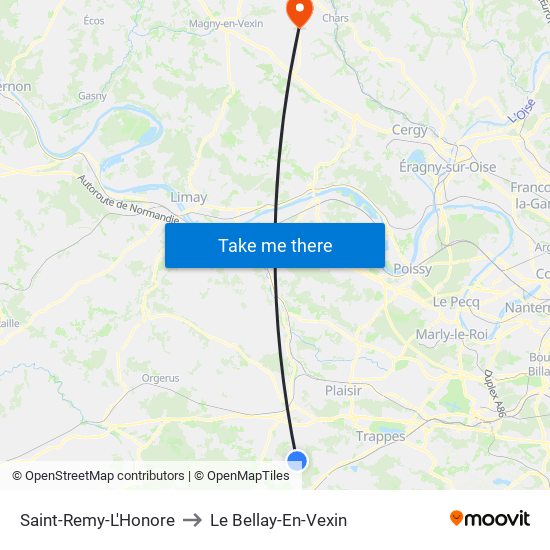 Saint-Remy-L'Honore to Le Bellay-En-Vexin map