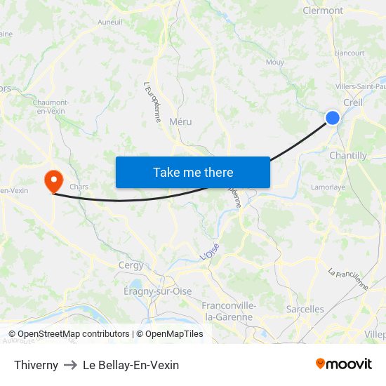 Thiverny to Le Bellay-En-Vexin map