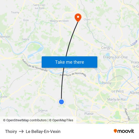 Thoiry to Le Bellay-En-Vexin map