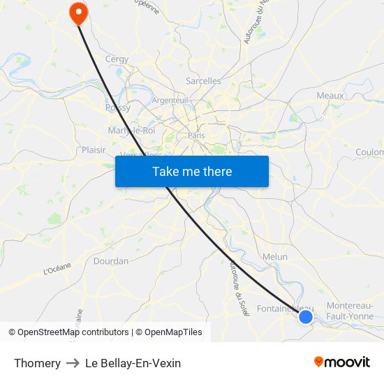 Thomery to Le Bellay-En-Vexin map