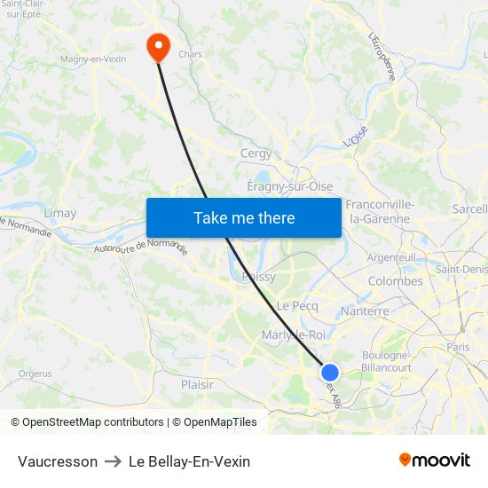 Vaucresson to Le Bellay-En-Vexin map