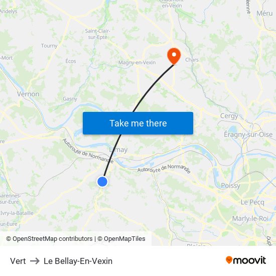 Vert to Le Bellay-En-Vexin map