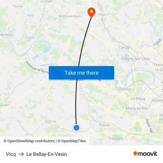 Vicq to Le Bellay-En-Vexin map