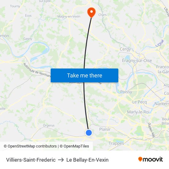 Villiers-Saint-Frederic to Le Bellay-En-Vexin map