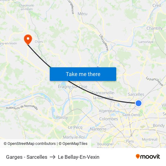 Garges - Sarcelles to Le Bellay-En-Vexin map