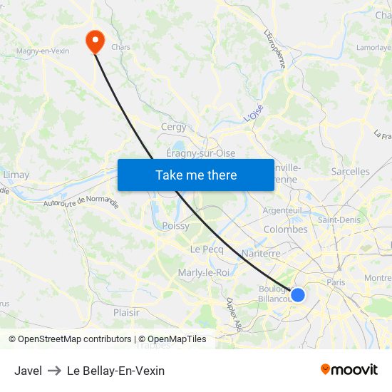 Javel to Le Bellay-En-Vexin map