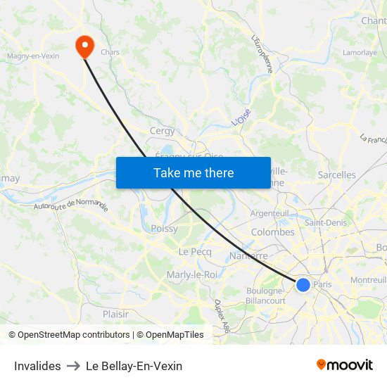 Invalides to Le Bellay-En-Vexin map