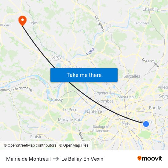 Mairie de Montreuil to Le Bellay-En-Vexin map