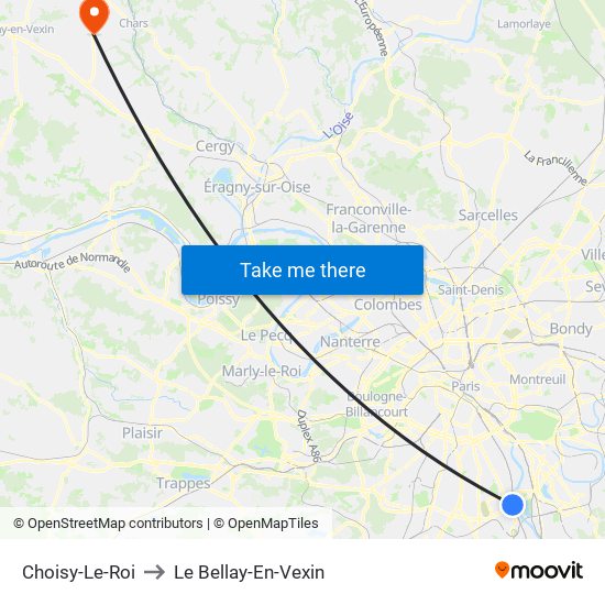 Choisy-Le-Roi to Le Bellay-En-Vexin map