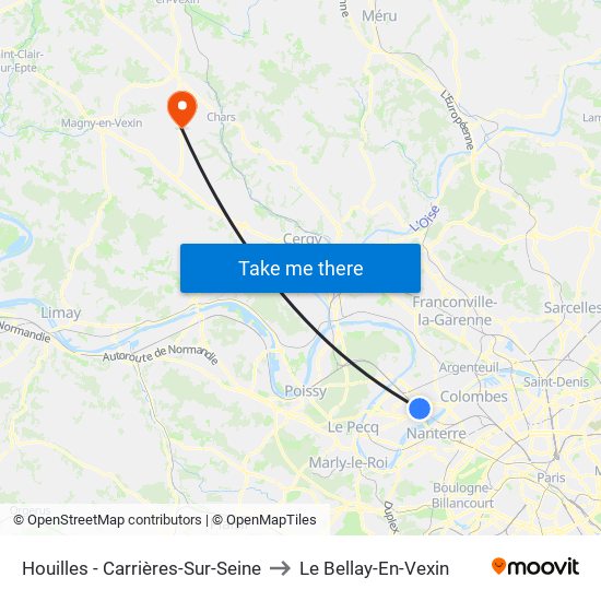 Houilles - Carrières-Sur-Seine to Le Bellay-En-Vexin map