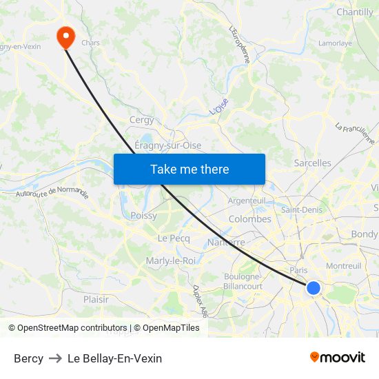 Bercy to Le Bellay-En-Vexin map