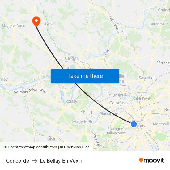 Concorde to Le Bellay-En-Vexin map