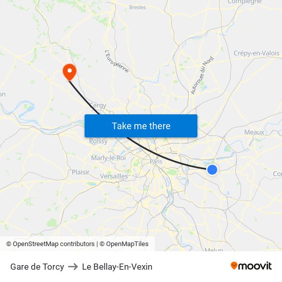 Gare de Torcy to Le Bellay-En-Vexin map