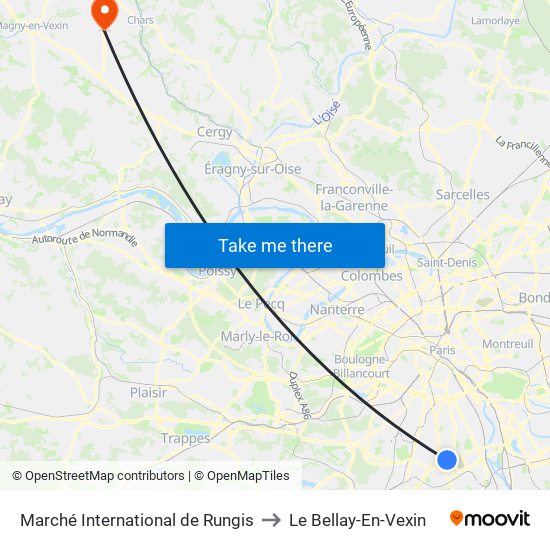 Marché International de Rungis to Le Bellay-En-Vexin map