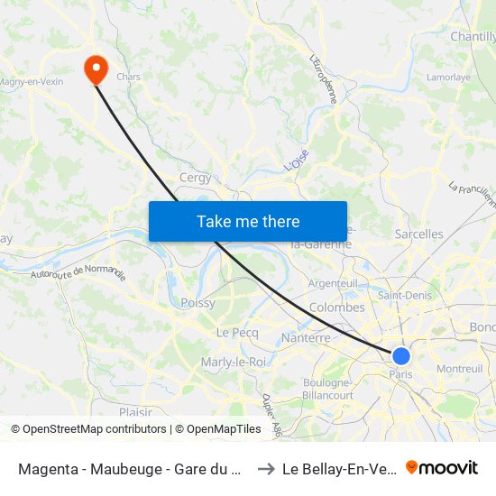 Magenta - Maubeuge - Gare du Nord to Le Bellay-En-Vexin map