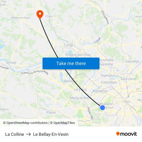 La Colline to Le Bellay-En-Vexin map