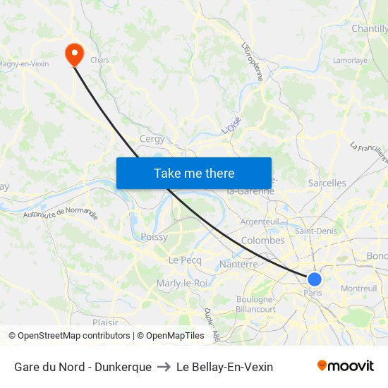 Gare du Nord - Dunkerque to Le Bellay-En-Vexin map