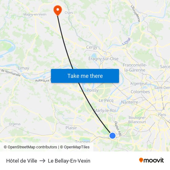 Hôtel de Ville to Le Bellay-En-Vexin map