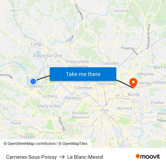 Carrieres-Sous-Poissy to Le Blanc-Mesnil map