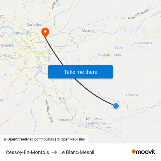 Cessoy-En-Montois to Le Blanc-Mesnil map