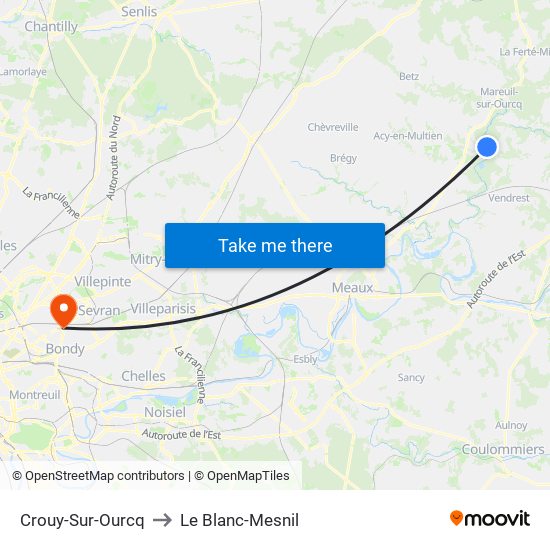 Crouy-Sur-Ourcq to Le Blanc-Mesnil map