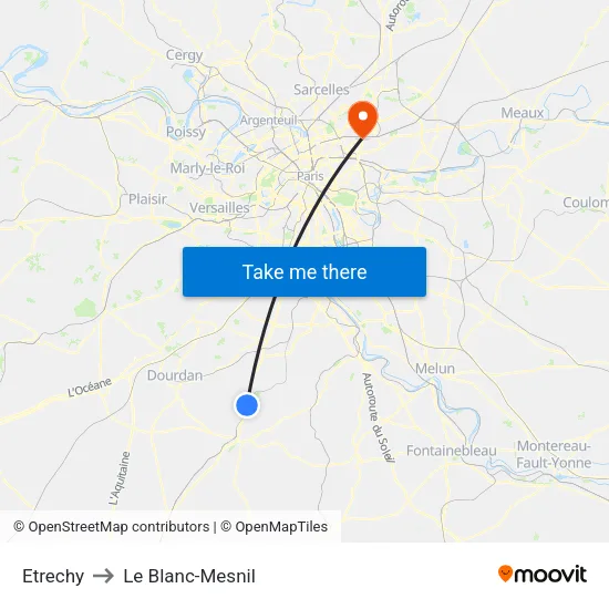 Etrechy to Le Blanc-Mesnil map